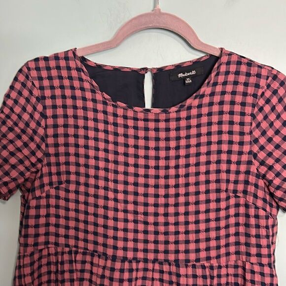 Madewell Short-Sleeve Tiered Mini Dress in Gingham Check - Picture 6 of 10